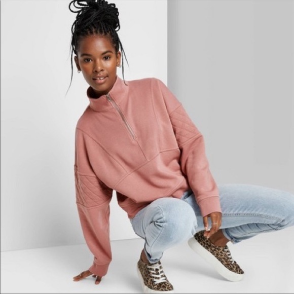 NWT Wild Fable Quilted Quarter Zip Sweatshirt